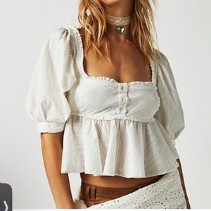 Free People leave it to me baby doll cream blouse size small brand new